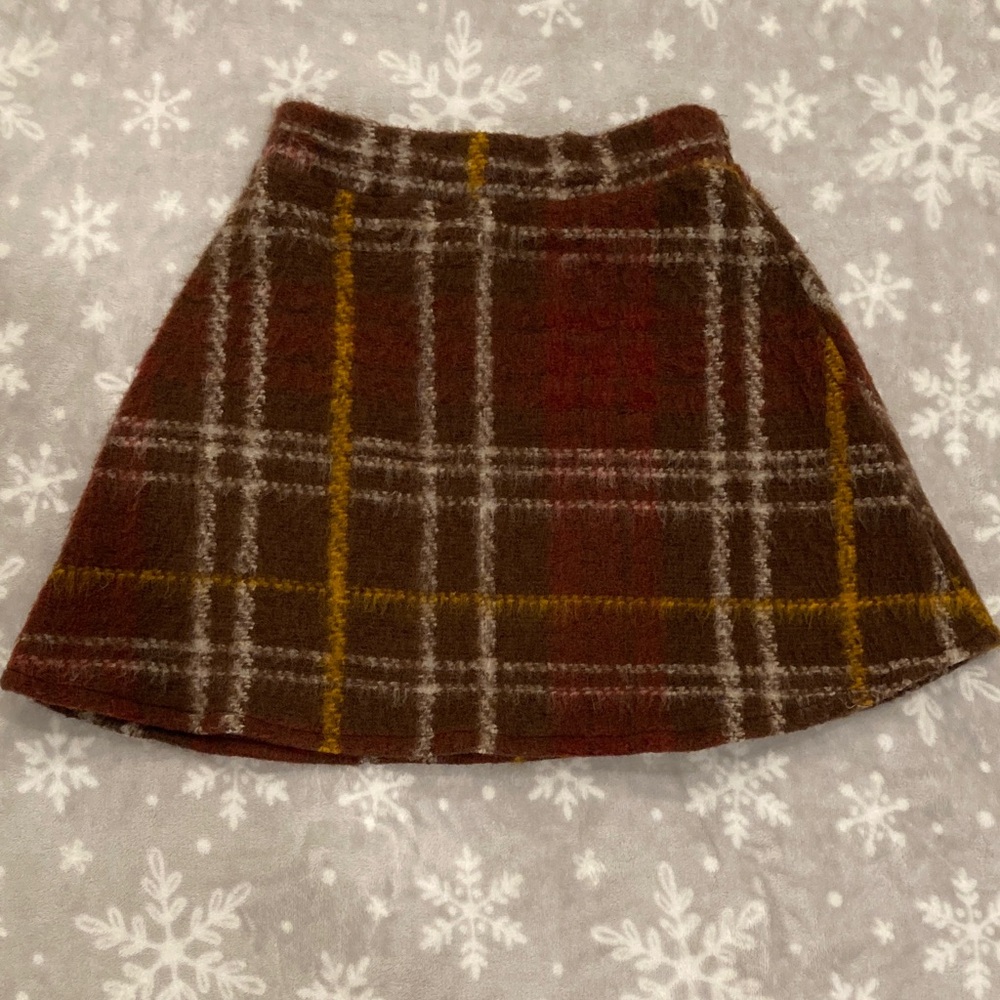 Zara A-Line Skirt - Brown and Yellow Plaid